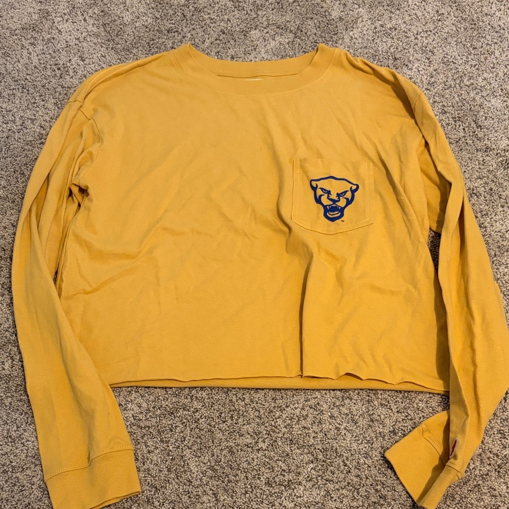 Yellow Long Sleeve Crop Top Pitt Shirt
